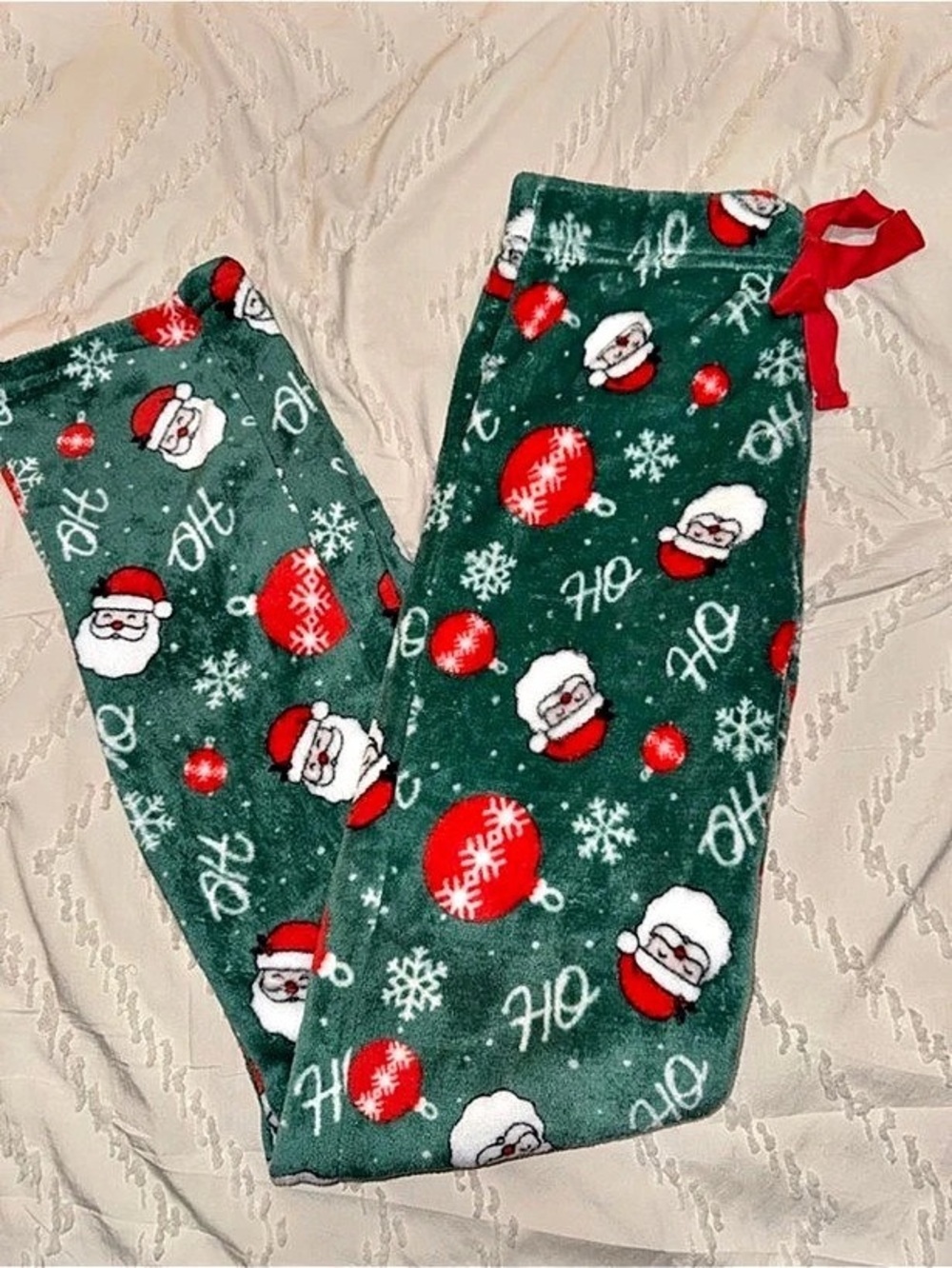 Christmas Pajama Set Green Red Size XS Like New